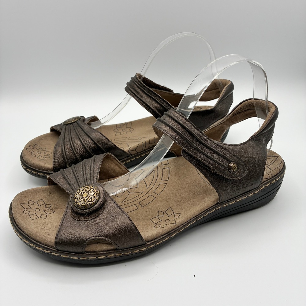 Taos Escape Sandal Womens 11 Bronze Leather Metallic Medallion Strappy Comfort